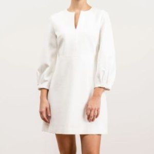 Tibi Split Neck Dress in Ivory